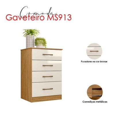Cômoda Gaveteiro Ambiente Ms913 Freijó Off White - Moval
