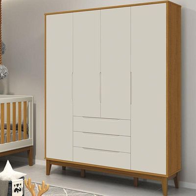 Guarda Roupa Infantil Classic Elfe Areia Acetinado Savana Amadeirado - Reller