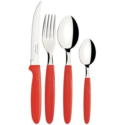 Faqueiro Em Inox Ipanema C- 24 Peças - Vermelho - Tramontina