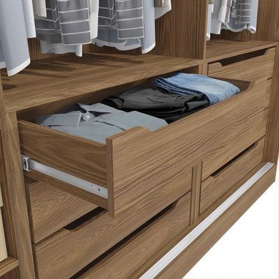 Guarda-roupa Casal 100% Mdf Kappesberg 3 Portas De Correr 8 Gavetas Nogueira