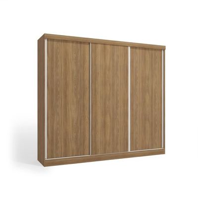 Guarda-roupa Casal 100% Mdf Kappesberg 3 Portas De Correr 8 Gavetas Nogueira