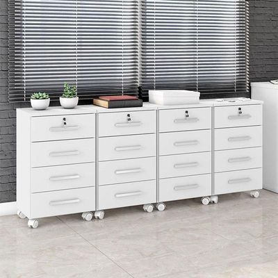 Kit 4 Gaveteiros Para Escritório Gávea Com Chave Branco Fosco – Móveis Leão