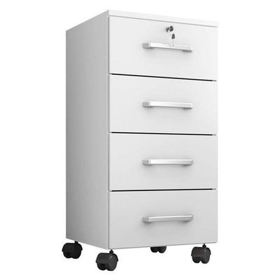 Kit 2 Gaveteiros Para Escritório Gávea Com Chave E 2 Livreiros Office Branco Fosco – Móveis Leão