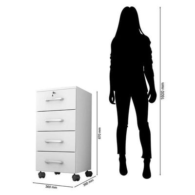 Kit 2 Gaveteiros Para Escritório Gávea Com Chave E 2 Livreiros Office Branco Fosco – Móveis Leão