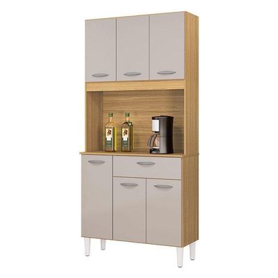 Cozinha Ambiente Kit Cassia 6 Portas Damasco Off White - Poquema