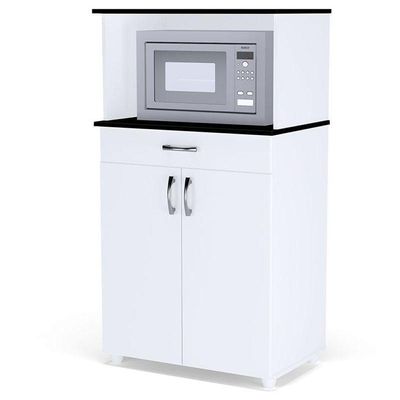 Balcão Multiuso Carina Branco Preto - Ajl