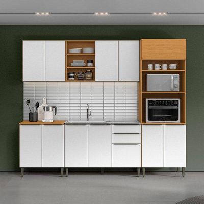 Cozinha Modulada Luana Composição 4 Cinamomo Branco - Aramóveis