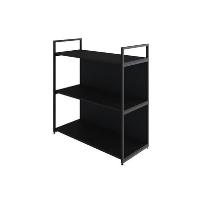 Estante C/03 Prateleiras 84x80x33cm C/fundo Yon Preto Tx/est.preta Preto Tx/est.preta