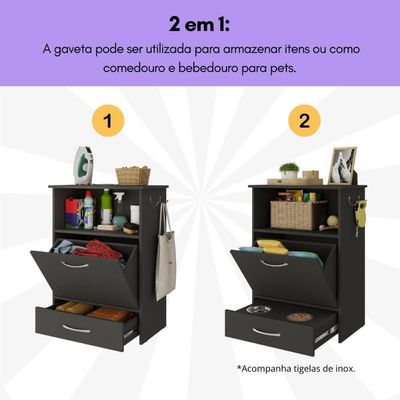 Balcão Multiuso/comedouro Para Cães E Gatos Multimóveis Mp6026 Preto