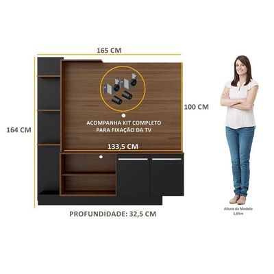 Estante Com Suporte Para Tv Até 55´´ Fg3069 Madeirada/preta