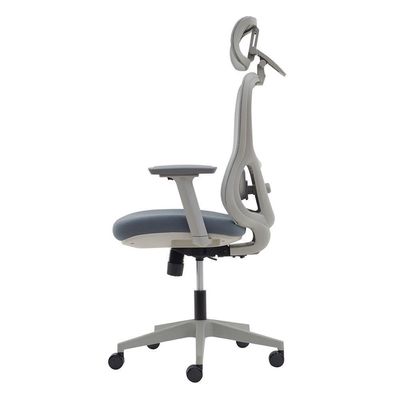 Cadeira Ergonômica NR 17 Presidente Prime Encosto Mesh Apoio De Cabeça E Braços Ajustáveis Cinza