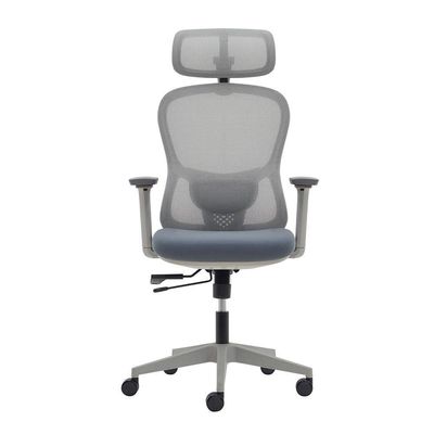 Cadeira Ergonômica NR 17 Presidente Prime Encosto Mesh Apoio De Cabeça E Braços Ajustáveis Cinza