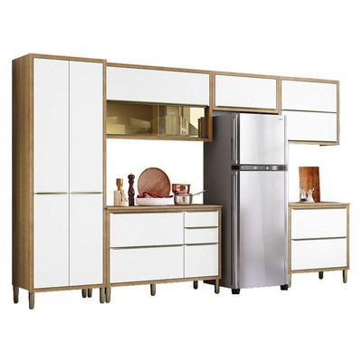Cozinha Modulada Paola Composição 4 Carvalho Dakar Branco Brilho - Aramóveis