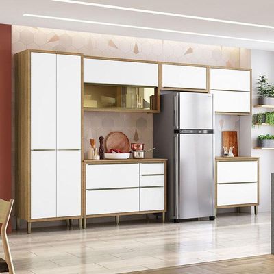 Cozinha Modulada Paola Composição 4 Carvalho Dakar Branco Brilho - Aramóveis