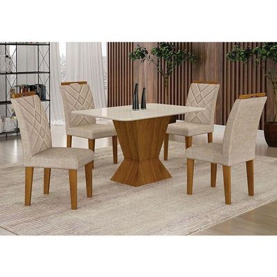 Mesa De Jantar Larissa 120x80 Freijó Off White - Leifer Móveis