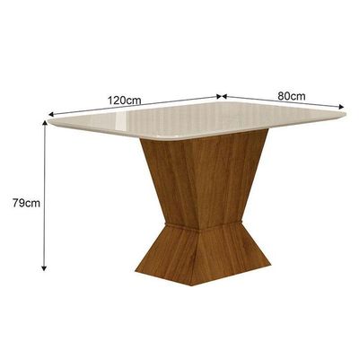 Mesa De Jantar Larissa 120x80 Freijó Off White - Leifer Móveis