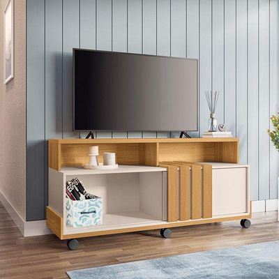Rack Bancada Para Sala Graci 1.36 Cinamomo Off White – Hb Móveis