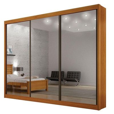 Guarda Roupa 6 Gavetas San Marino Premium Com 3 Espelhos Cinamomo – Leifer Móveis