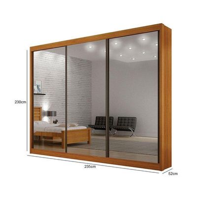 Guarda Roupa 6 Gavetas San Marino Premium Com 3 Espelhos Cinamomo – Leifer Móveis