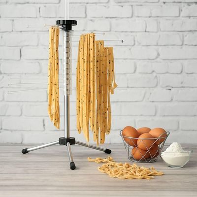 Varal Secador Massas Python Pasta Macarrao 14 Hastes Profissional Escorredor Dobravel Inox Chef Rotativo