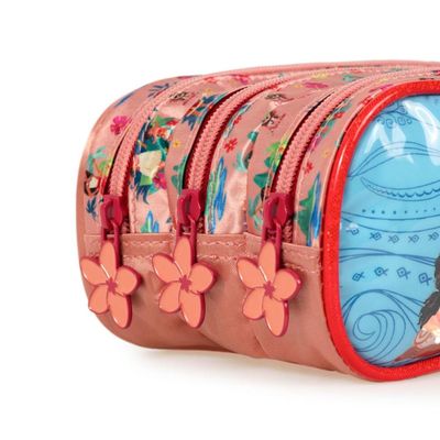 Estojo Escolar Feminino Disney Moana Rosa 3 Compartimentos U / Rosa