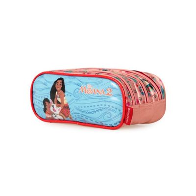 Estojo Escolar Feminino Disney Moana Rosa 3 Compartimentos U / Rosa