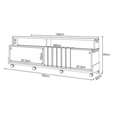 Rack Bancada Para Sala Graci 1.8 Cinamomo Off White – Hb Móveis