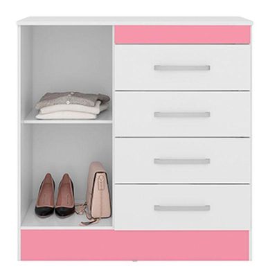 Cômoda Montevideu Branco Rosa - Demóbile