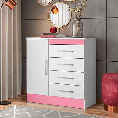 Cômoda Montevideu Branco Rosa - Demóbile