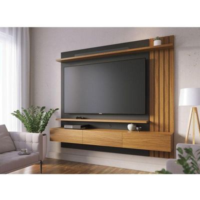 Painel Para Tv Home Suspenso Juriti 1.8 Noce Milano Preto Acetinado – Colibri