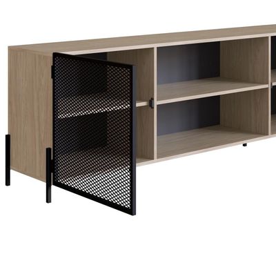 Rack Para Até 70 Pol. 2 Portas Pés Metálicos York Hanover-preto - Artesano