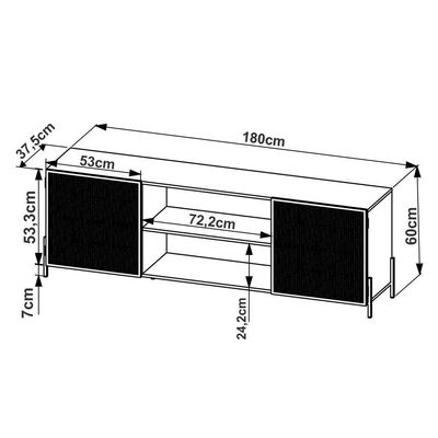 Rack Para Até 70 Pol. 2 Portas Pés Metálicos York Hanover-preto - Artesano