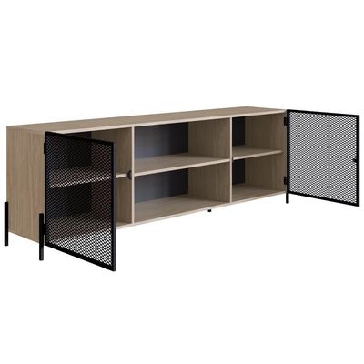 Rack Para Até 70 Pol. 2 Portas Pés Metálicos York Hanover-preto - Artesano
