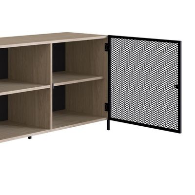 Rack Para Até 70 Pol. 2 Portas Pés Metálicos York Hanover-preto - Artesano