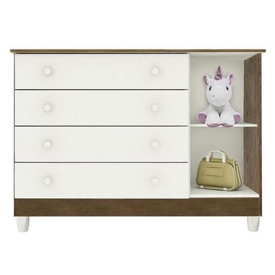 Quarto De Bebê New Selena 4 Portas Com Cômoda Gran Selena E Berço Mirelle Branco Acetinado Amadeirado – Carolina Móveis
