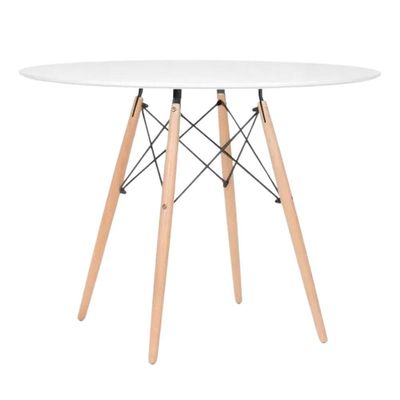 Mesa De Jantar Sala Cozinha Elegante Eiffel Redonda Branca De Madeira Mdf 90cm