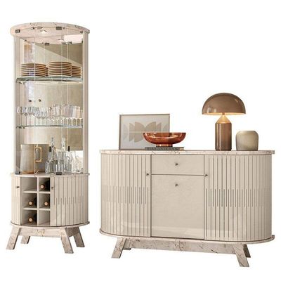 Aparador Para Sala Buffet Ambiente Monza E Cristaleira Marina Calacata Off White – Madetec