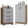 Cômoda 867 4 Gavetas Com Armário Multiuso 2 Portas Pequeno Castanho Off White - Poquema