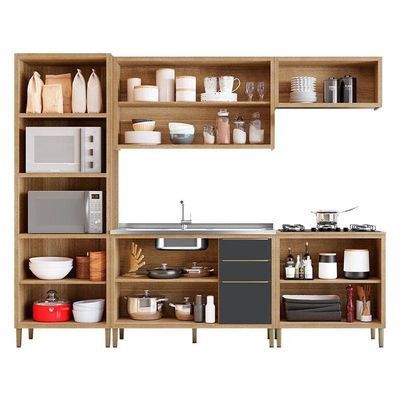Cozinha Modulada Paola Composição 6 Carvalho Dakar Grafite - Aramóveis