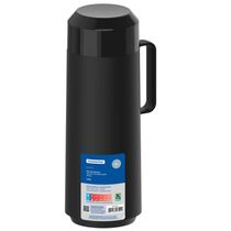 Garrafa Térmica 1L Tramontina Exata Plástico Preto com Ampola de Vidro Tampa Rosqueável