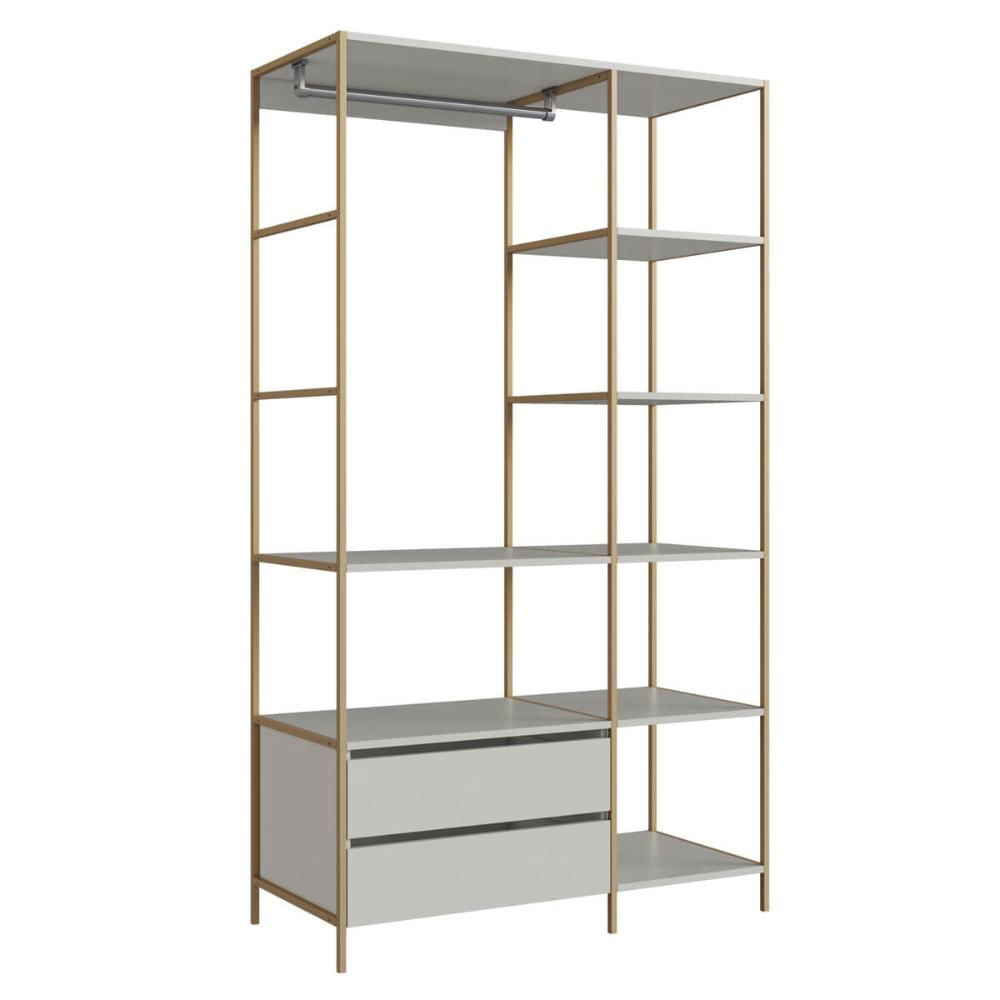 Guarda Roupa Closet Grande Industrial 2 Gavetas P1025 Arena Dourado ...