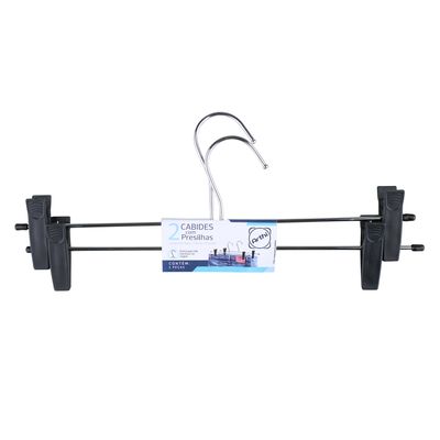 Conjunto De 2 Cabides Arthi Aço Cromado Com Presilhas Prata