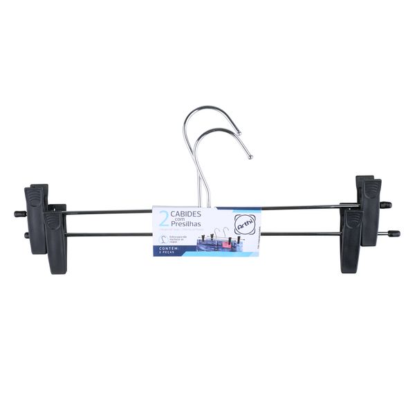 Conjunto De 2 Cabides Arthi Aço Cromado Com Presilhas Prata