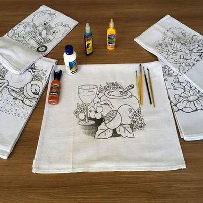 Pano De Prato Lomaer Sacaria 45x71cm Contorno Para Pintura( 12 Unidades)branco