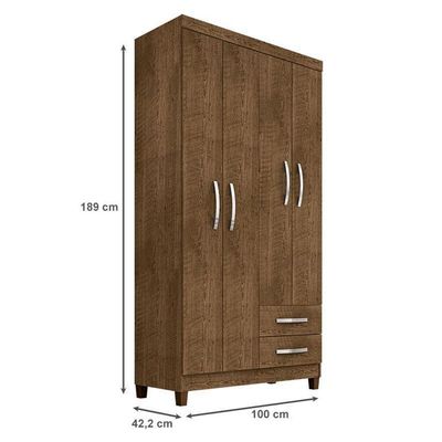 Guarda Roupa Solteiro Modena 4 Portas Com Armário Multiuso Recife Malbec – Incorplac