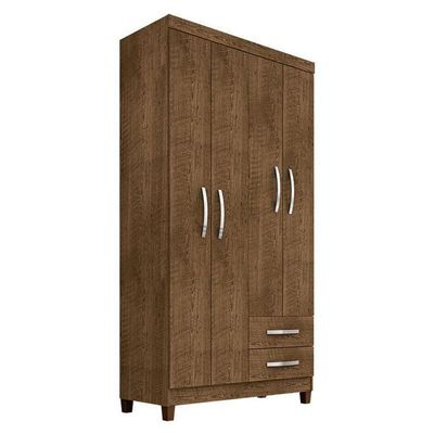Guarda Roupa Solteiro Modena 4 Portas Com Armário Multiuso Recife Malbec – Incorplac