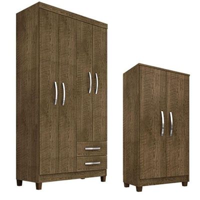 Guarda Roupa Solteiro Modena 4 Portas Com Armário Multiuso Recife Malbec – Incorplac
