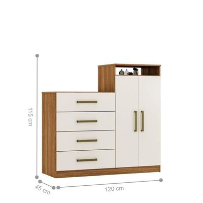 Comoda 2 Portas 4 Gavetas Nora Amendola Off-white
