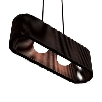 Luminária Pendente Veneza Modelo Ripado Marrom