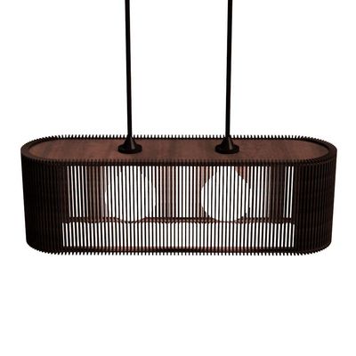 Luminária Pendente Veneza Modelo Ripado Marrom